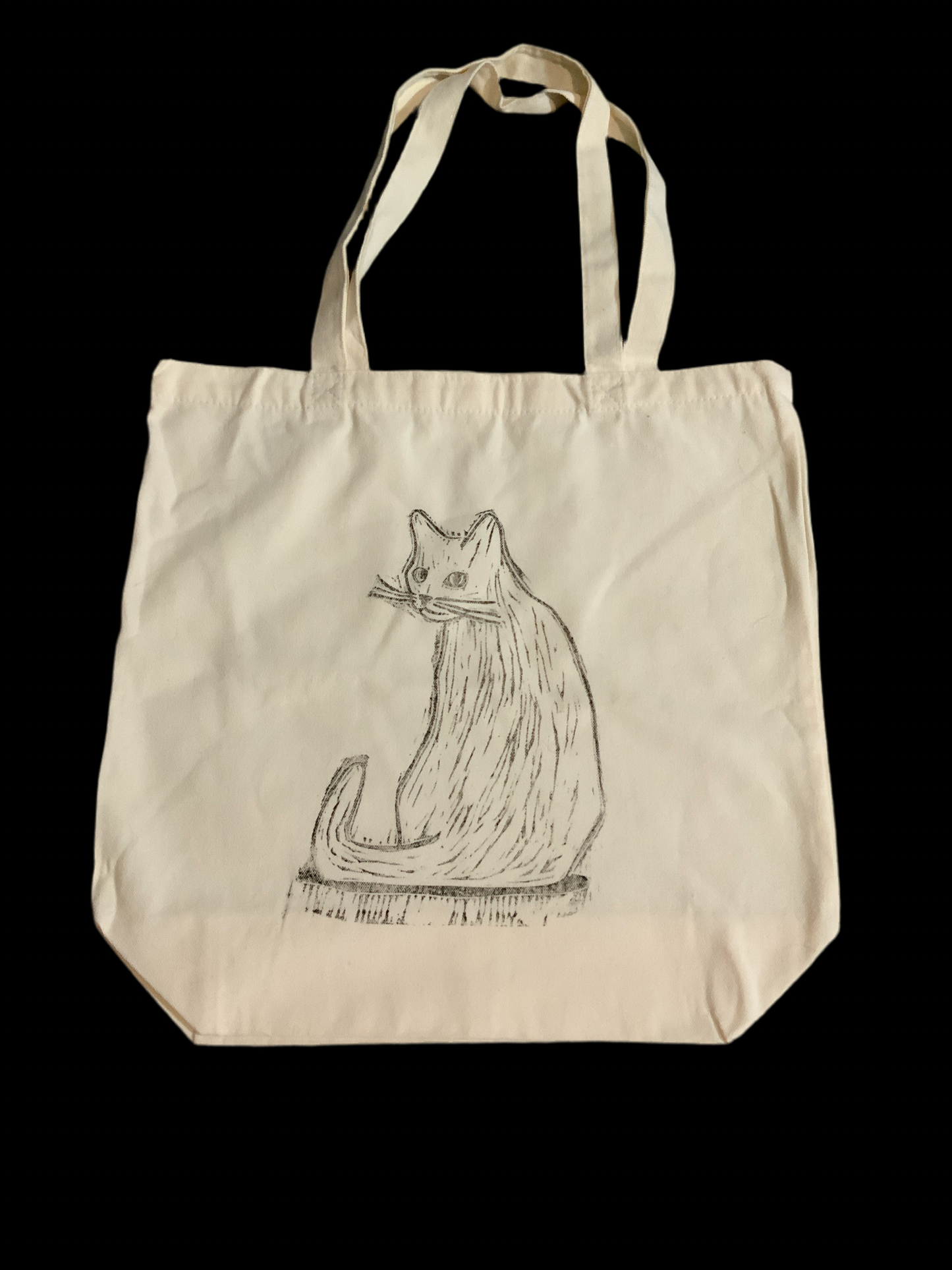Cat Linocut Tote Bag