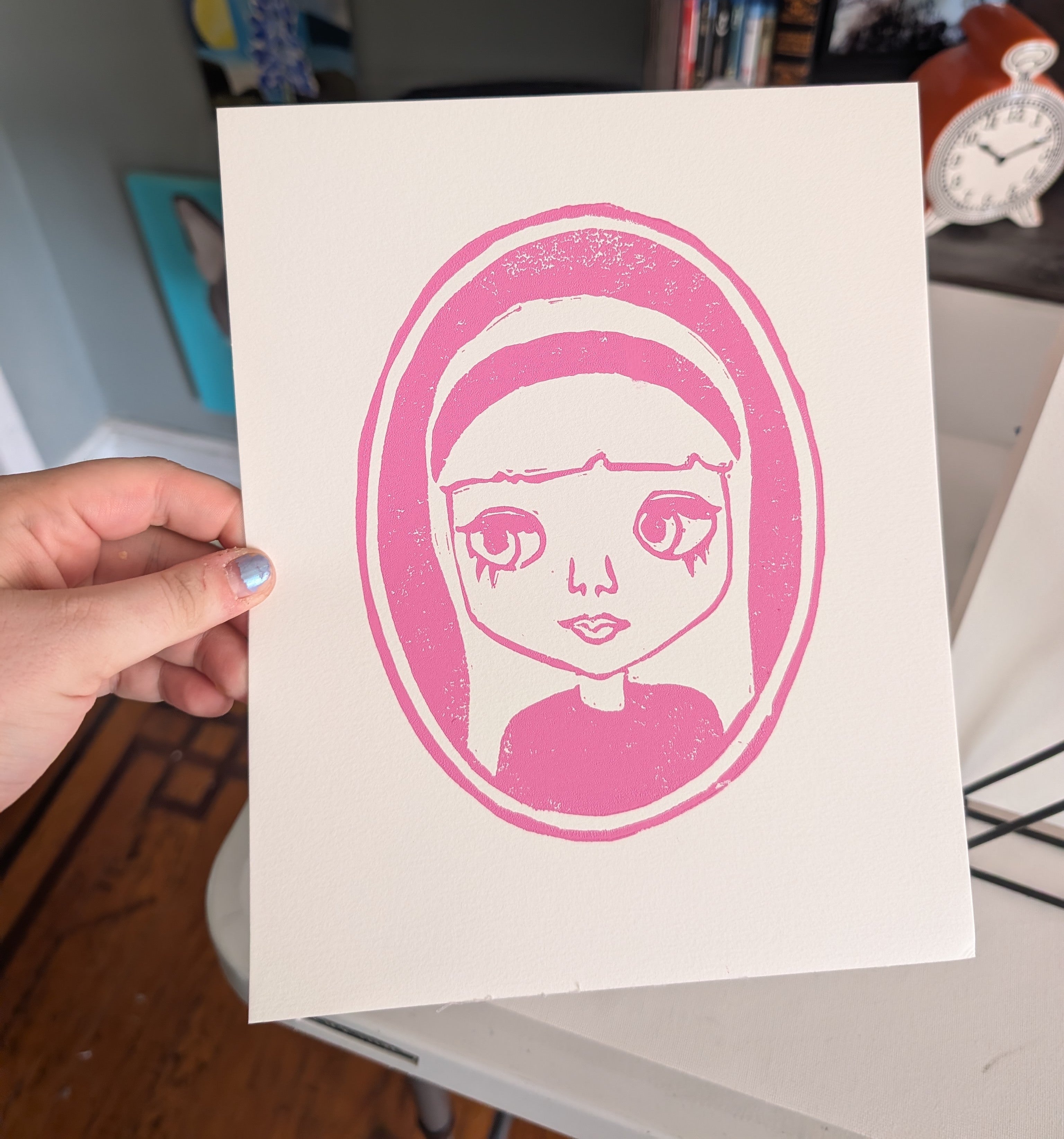 Blythe Doll Linocut Print