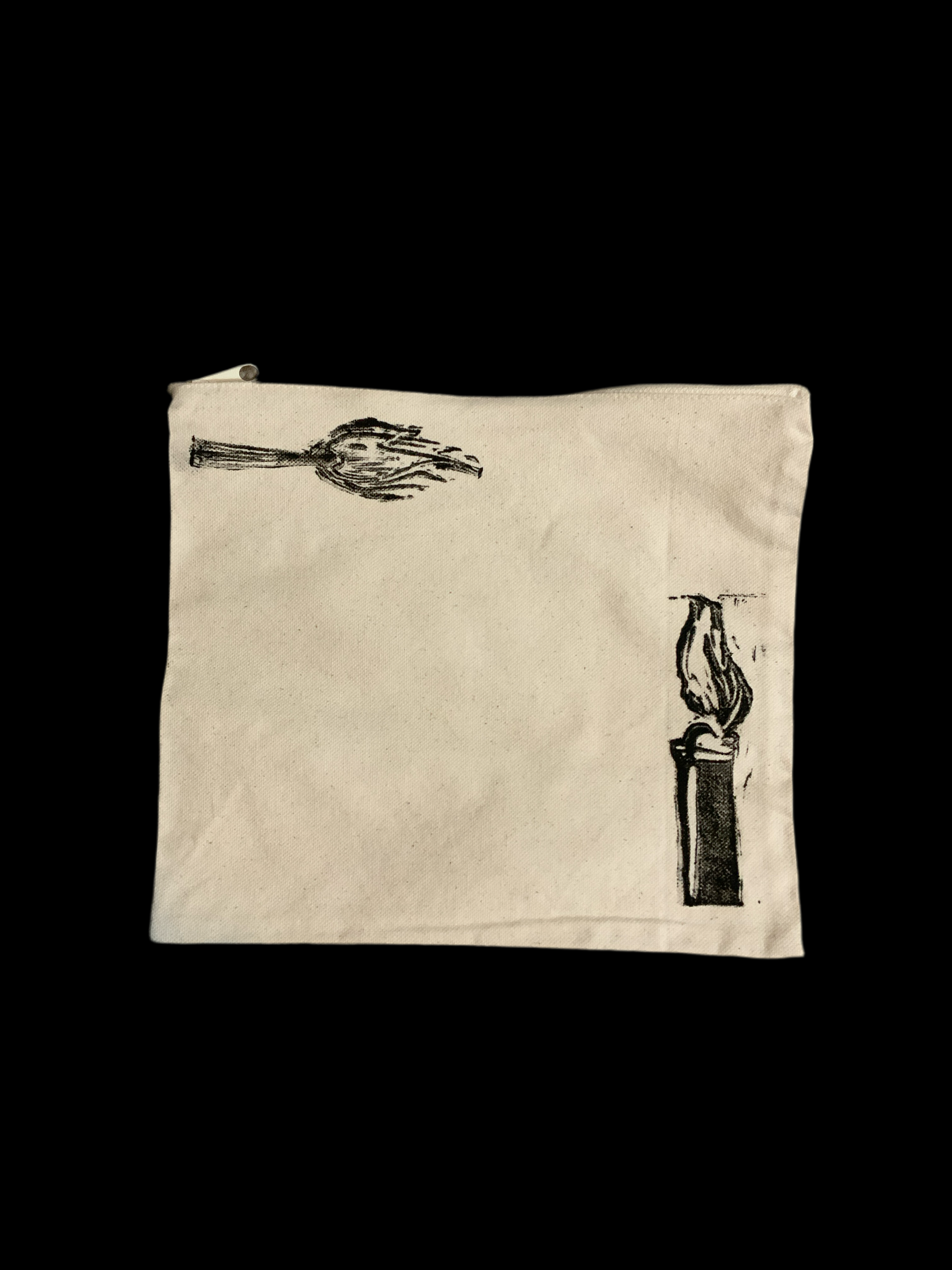 Flames Linocut Zipper Pouch
