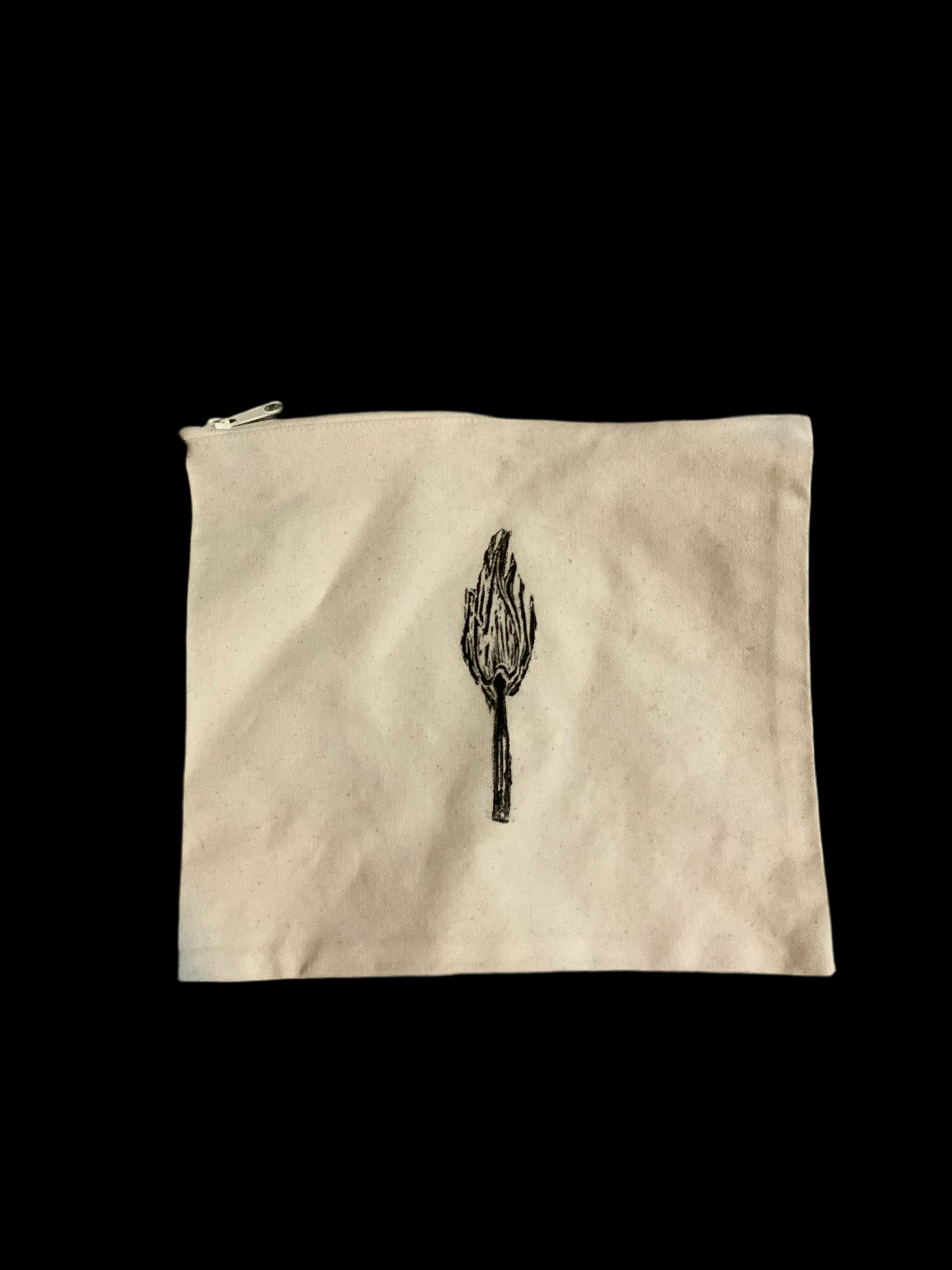Flames Linocut Zipper Pouch