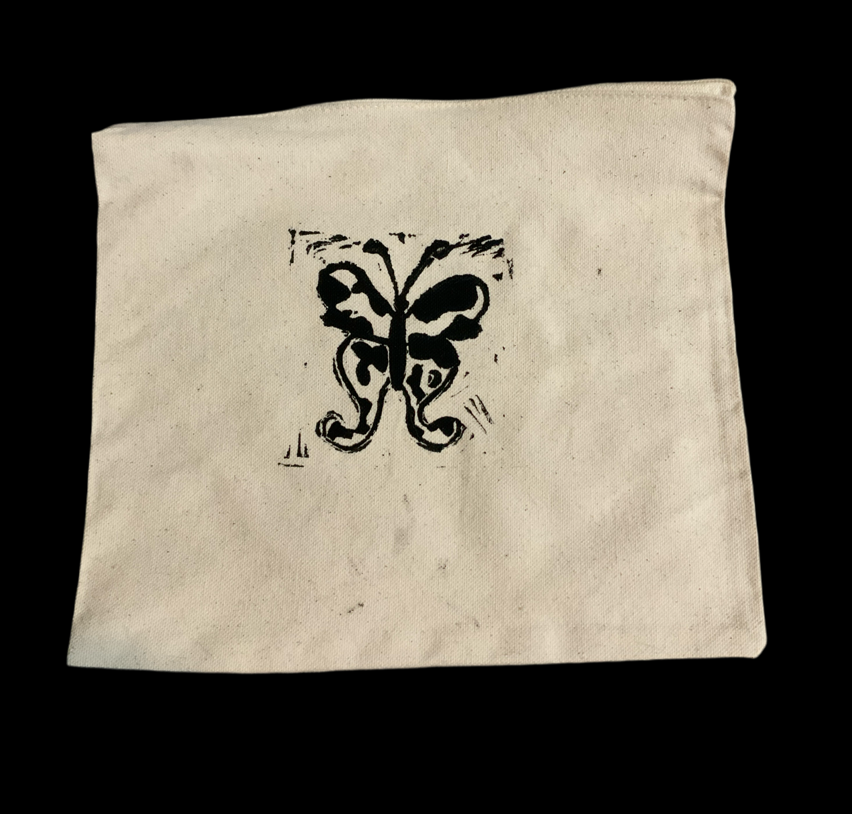 Cow Print Butterfly Linocut Zipper Pouch