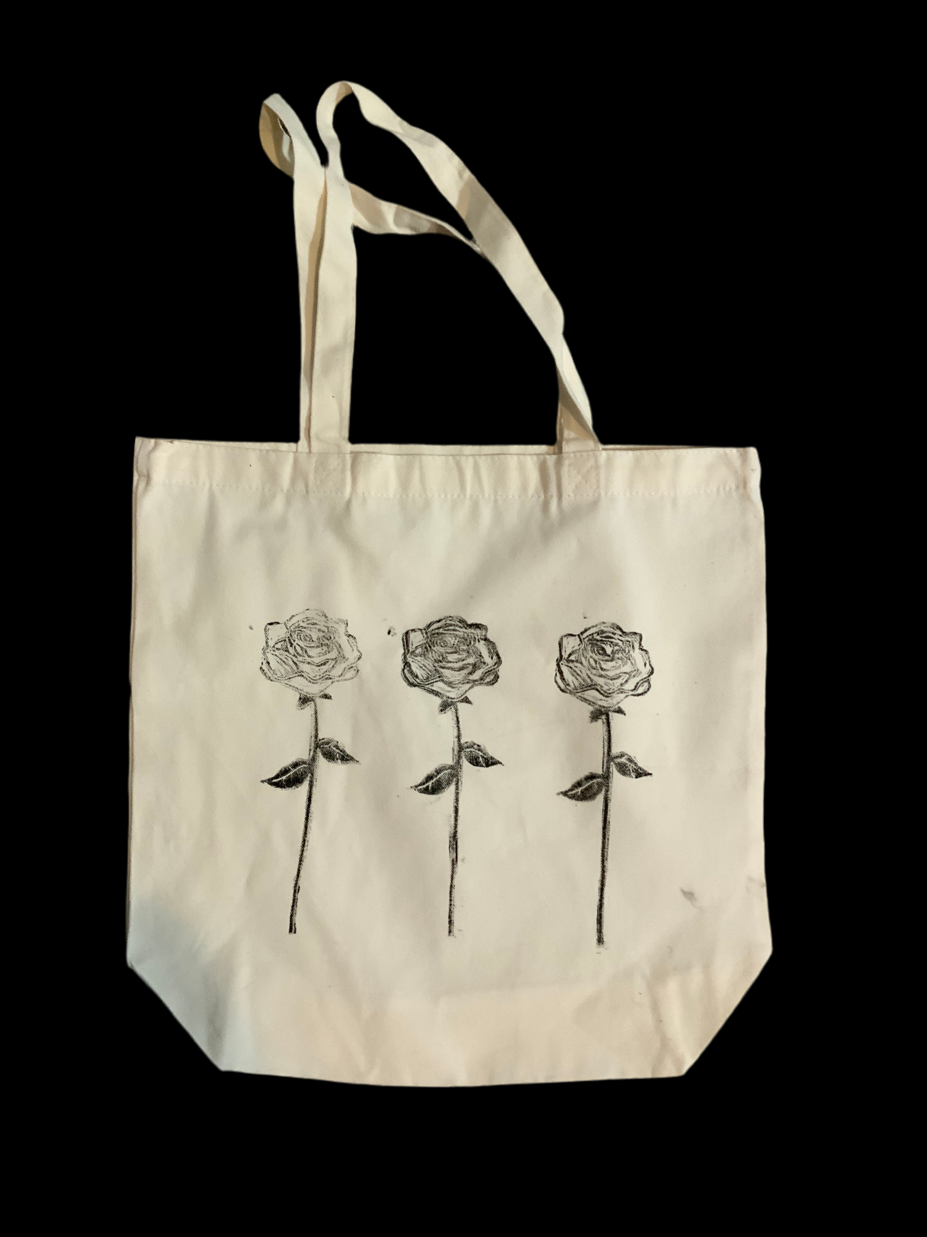 Rose Linocut Tote Bag