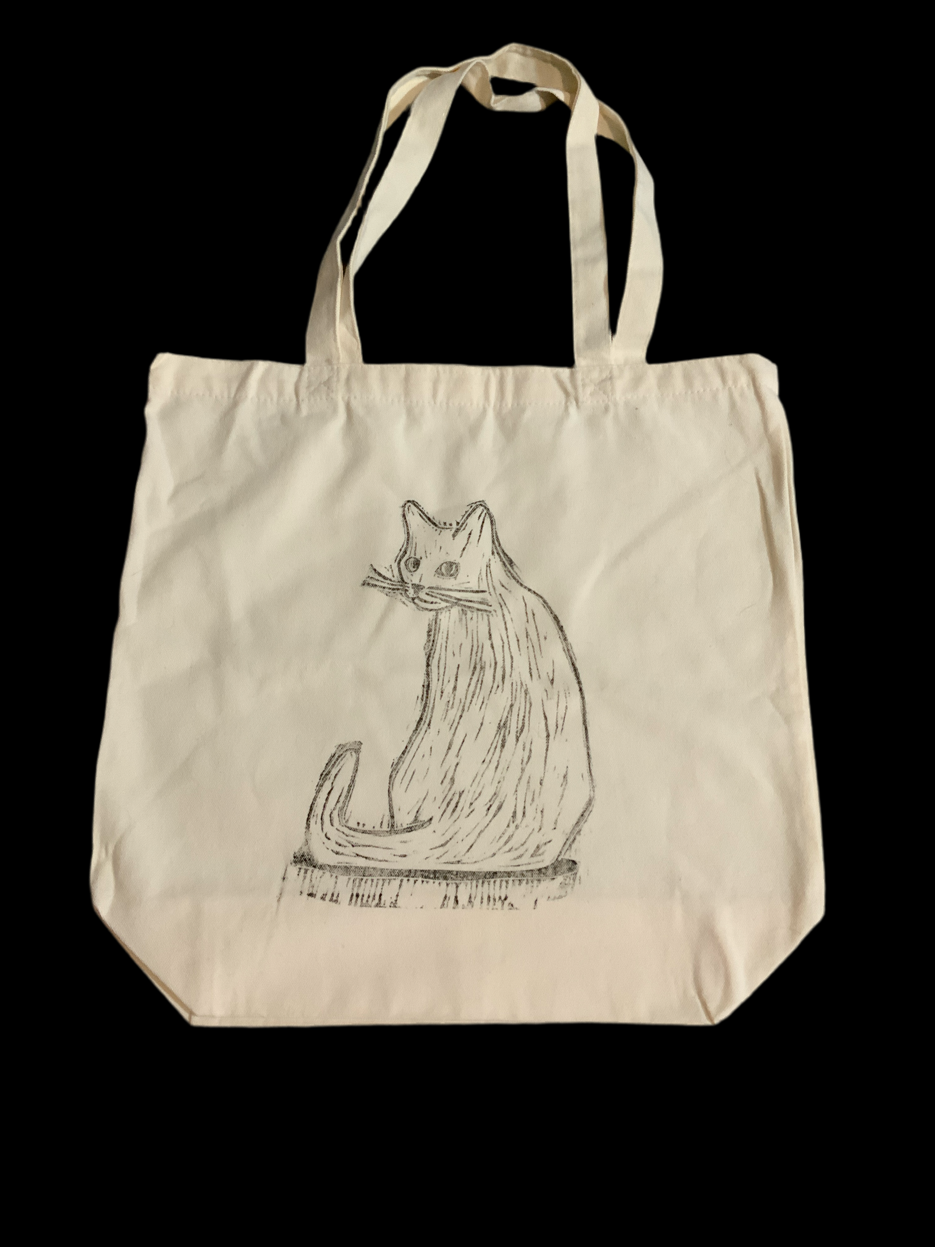 Cat Linocut Tote Bag