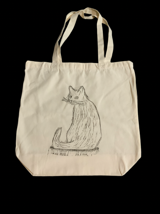 Cat Linocut Tote Bag